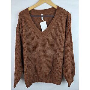 Wishlist Women's Sweater Size Med / L Brown Oversized Knit Long Sleeve Top